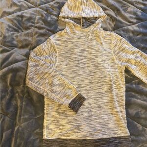 Union Bay White and Gray Heathered Hooded Sweater Mens Small